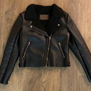 Faux leather moto jacket